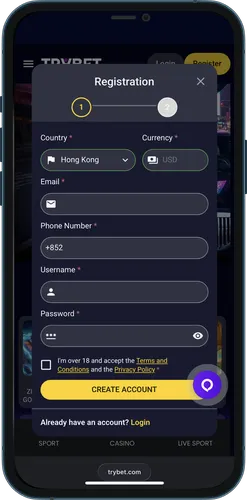 Try Bet register